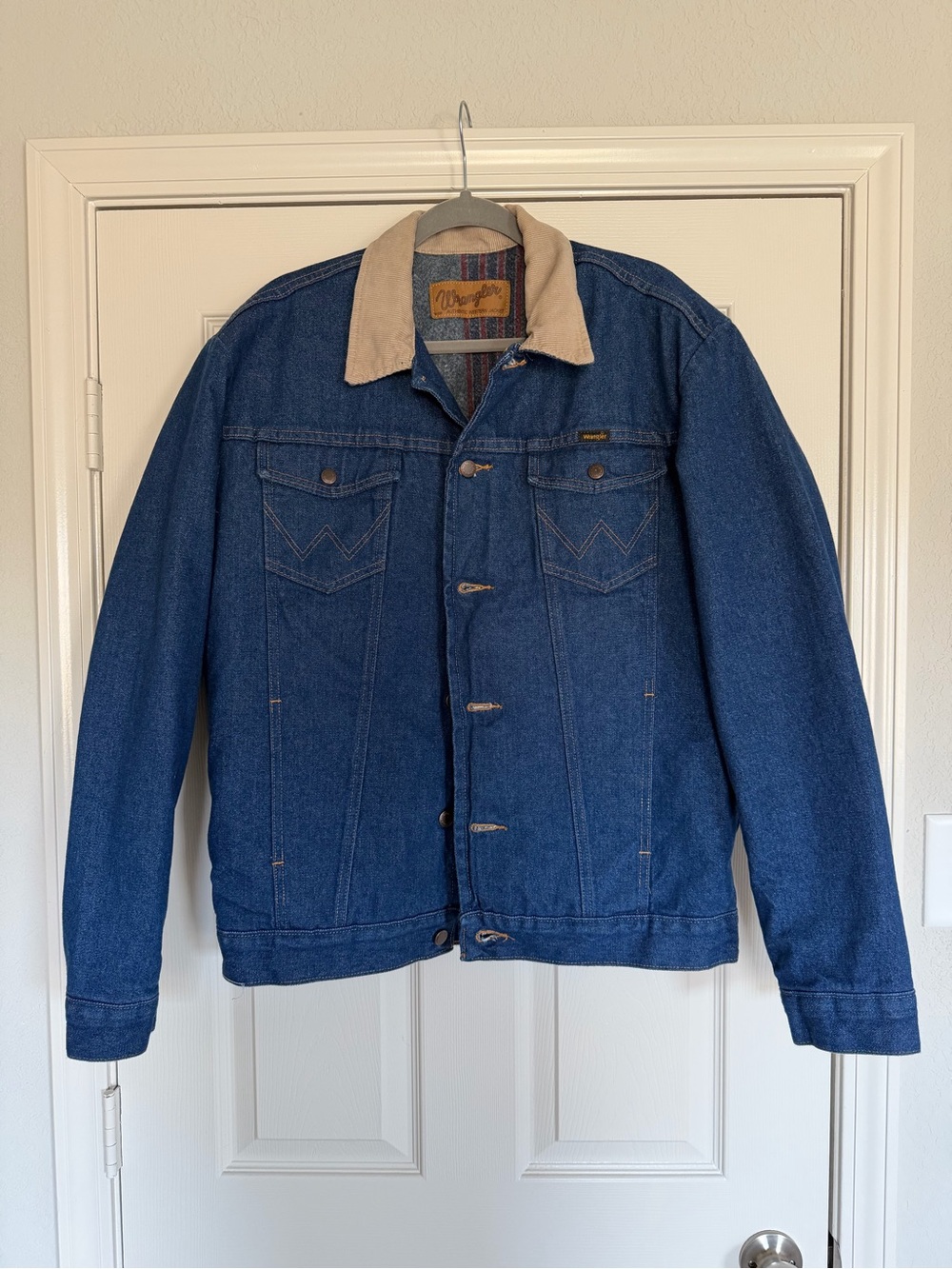 Men's Wrangler Blanket Lined Corduroy Collar Denim Jacket